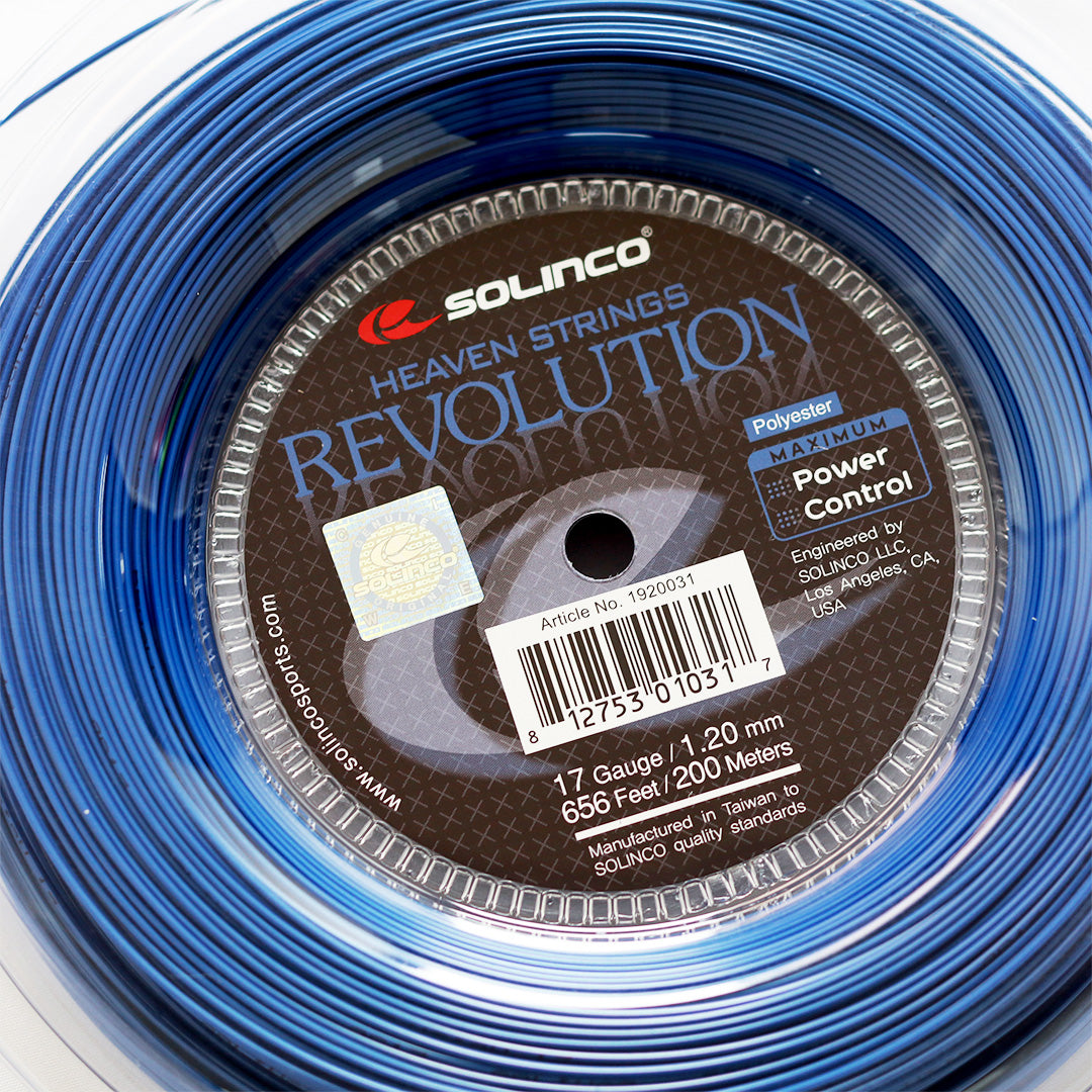 Solinco Revolution Tennis String - Blue 18 Gauge Co-Polyester For Power & Control